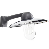 Fabrikslampa i antracitgrå aluminium och förkromad skärm