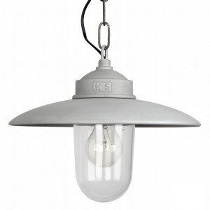 Solingen retro pendel i betonggrå och rå aluminium